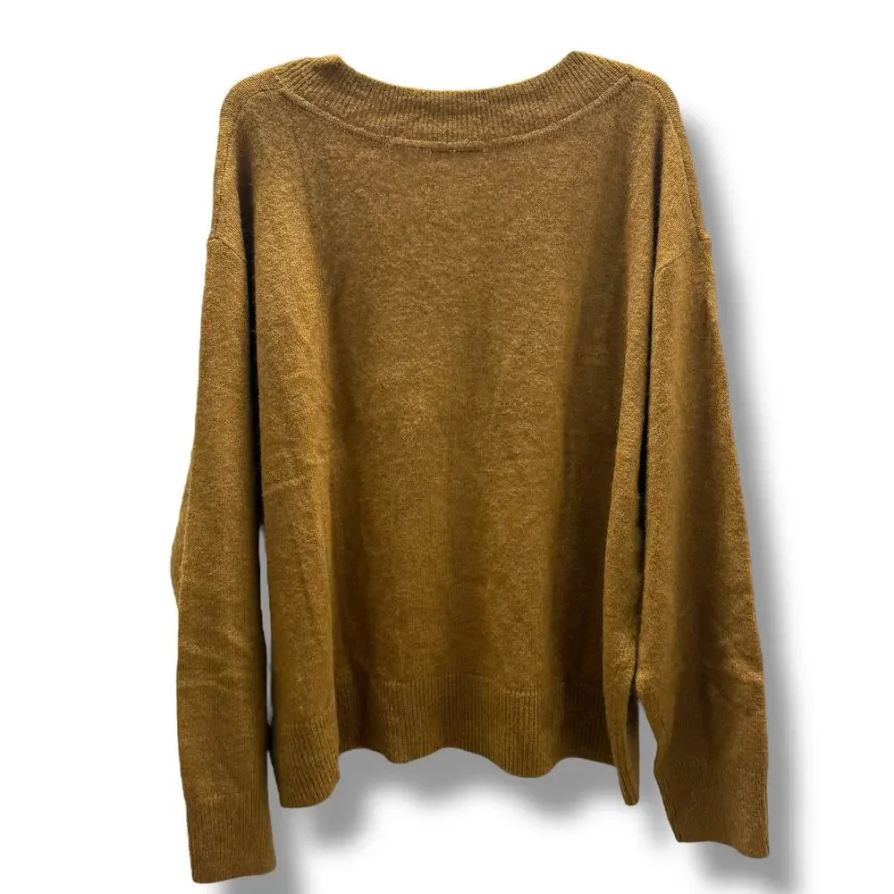 GAP Womens Forever Cozy V-Neck Sweater Rich Camel Sparkle XL NEW - Picture 4 of 8